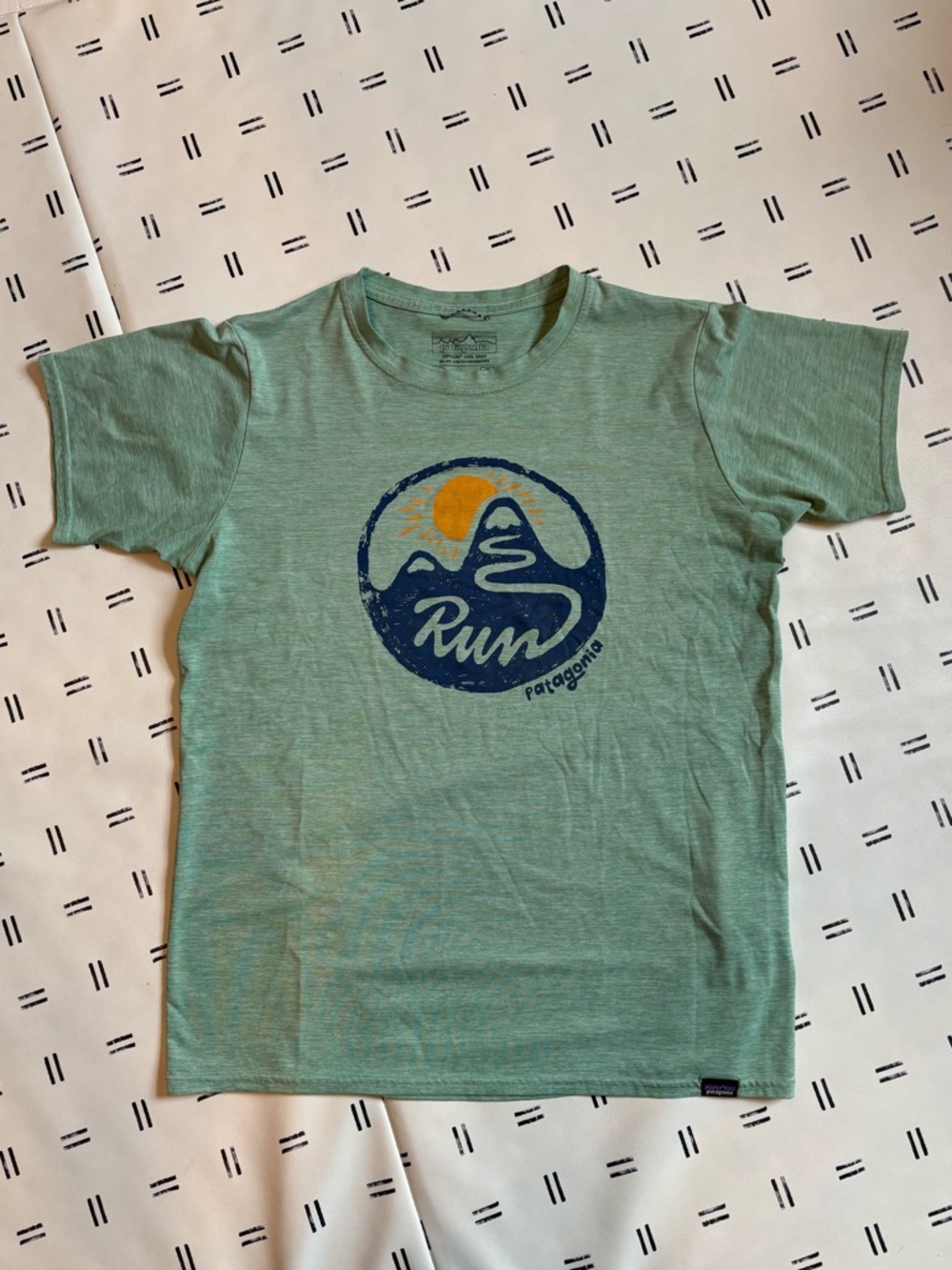 Patagonia Capilene Cool Daily Light Green “Run” Tee, Size Small